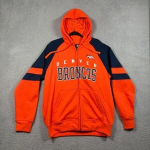 Denver Broncos NFL Football Full Zip Hoodie Sweatshirt Men's Large Hands High